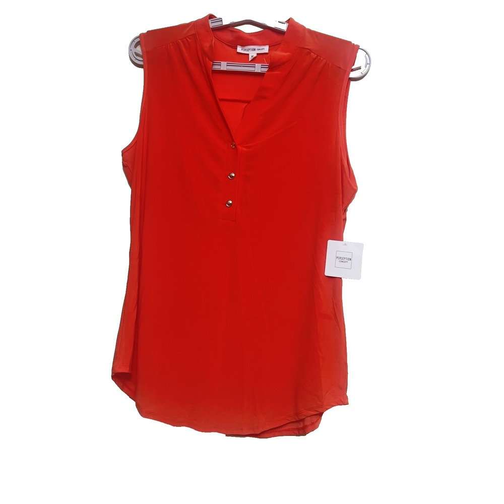 Perseption Concept Red Women's Sleeveless‎ Top Blouse Shirt XLarge